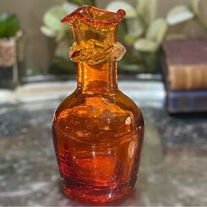 Vintage Pilgrim West Virginia Amberina Vase Hand Blown Red Orange Art Glass